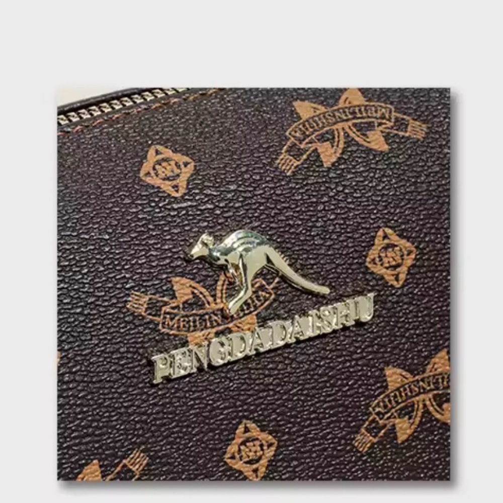 NWT Brown Monogram Crossbody Bag with Faux Leather Trim - Picture 3 of 16